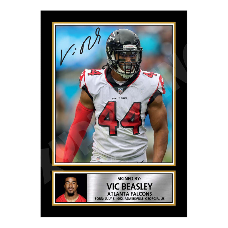 Vic Beasley 2 Limited Edition Football Signed Print - American Footballer
