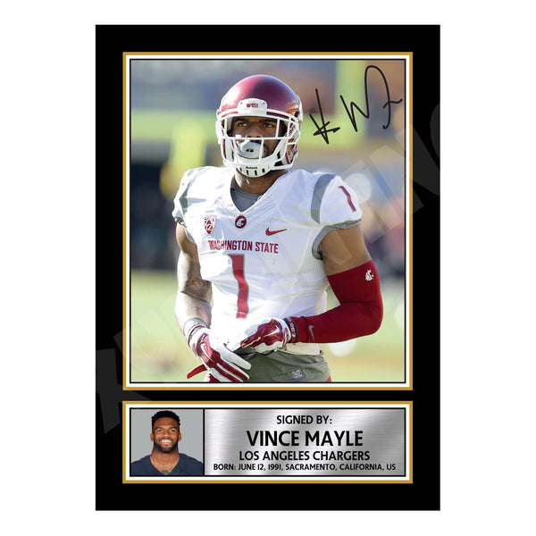 Vince Mayle 1 American Football Printed Signature Print