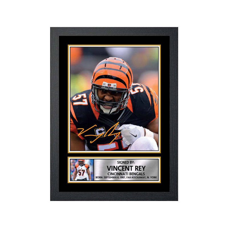 Vincent Rey 2 Limited Edition Football Signed Print - American Footballer