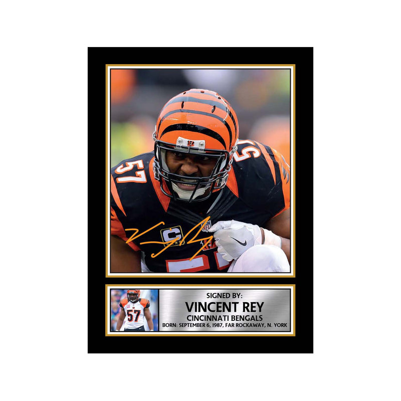 Vincent Rey 2 Limited Edition Football Signed Print - American Footballer