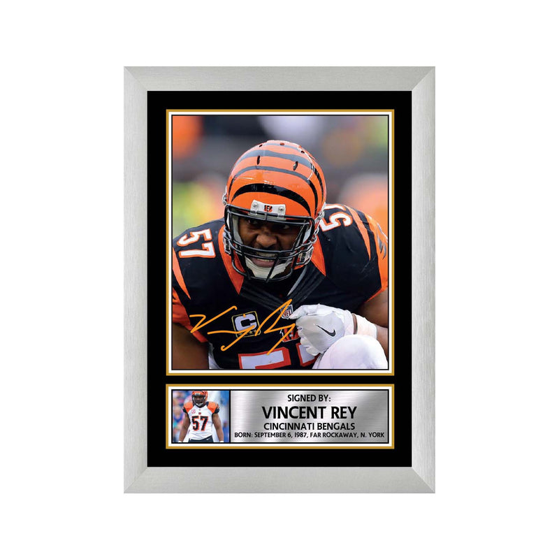 Vincent Rey 2 Limited Edition Football Signed Print - American Footballer