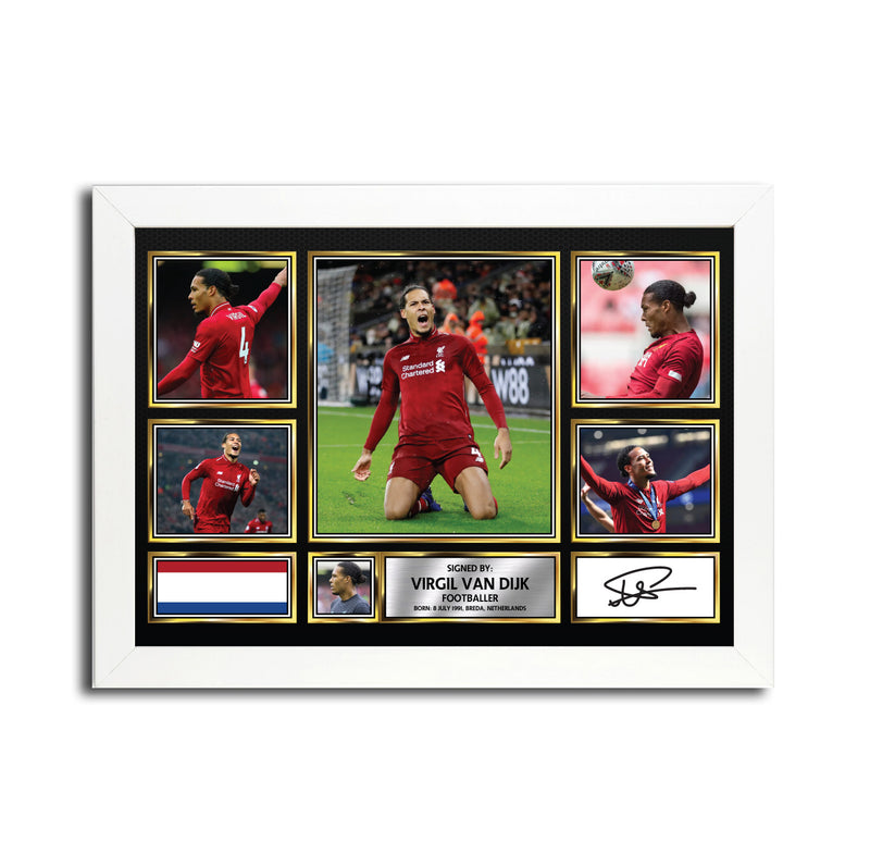 Virgil Van Dijk MC1676 - Black Frame Autographed Football Poster