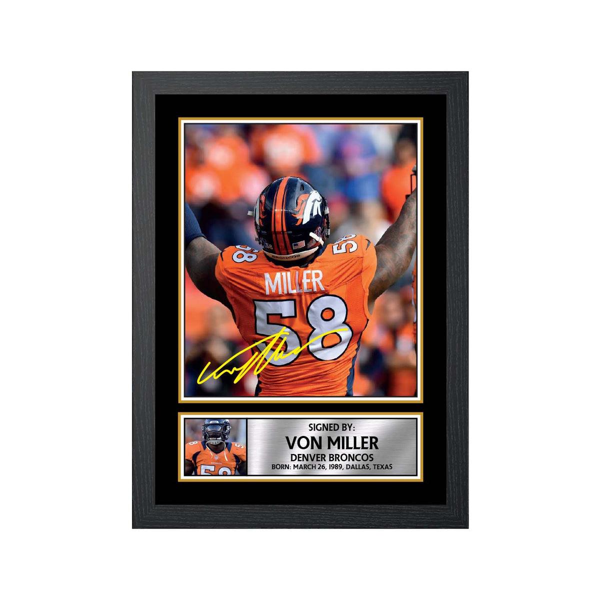Von Miller Limited Edition Football Signed Print American Footballer