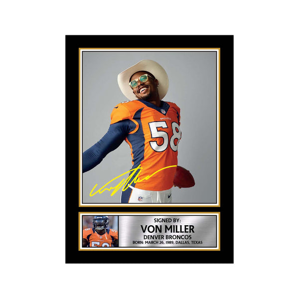 Von Miller 2 American Football Printed Signature Print