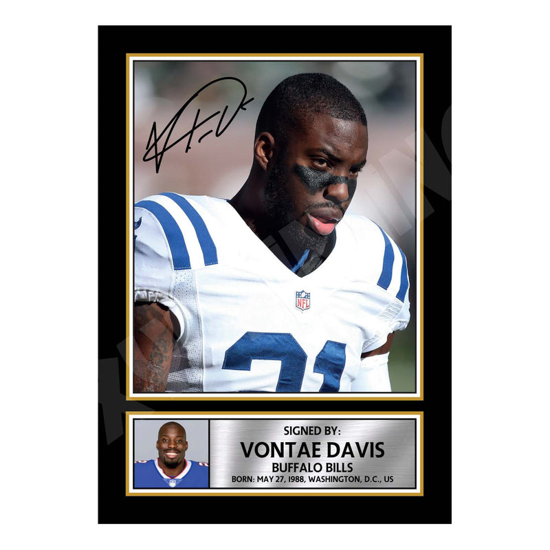 Vontae Davis 1 Limited Edition Football Signed Print - American Footballer