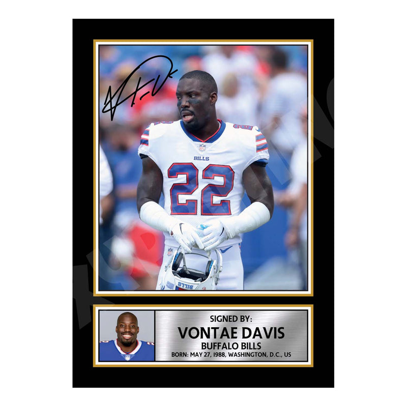 Vontae Davis 2 Limited Edition Football Signed Print - American Footballer