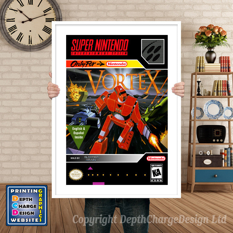 Vortex Super Nintendo GAME INSPIRED THEME Retro Gaming Poster A4 A3 A2 Or A1