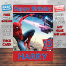Vulture And Spiderman Homecoming Theme Style Personalised Kids Inspired Movie Birthday Card (SA)