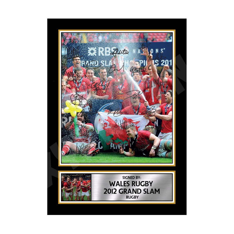 WALES RUGBY 2012 GRAND SLAM SQUAD 2 Limited Edition Rugby Player Signed Print - Rugby