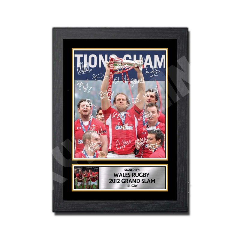 WALES RUGBY 2012 GRAND SLAM SQUAD (1) Limited Edition Rugby Player Signed Print - Rugby