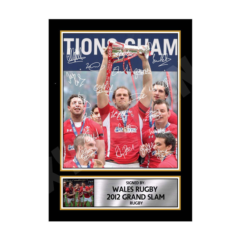 WALES RUGBY 2012 GRAND SLAM SQUAD (1) Limited Edition Rugby Player Signed Print - Rugby
