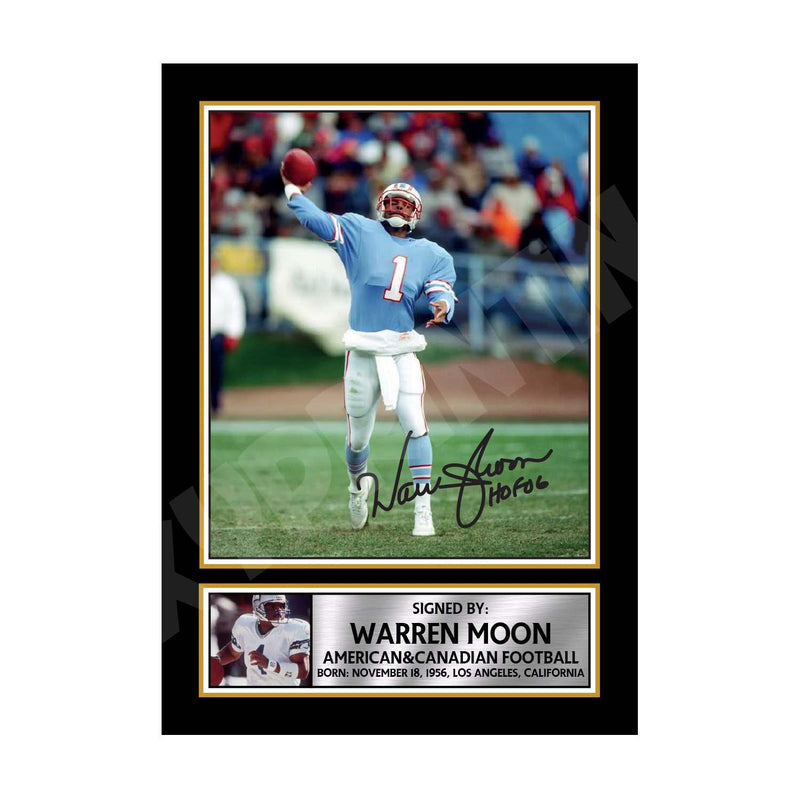 WARREN MOON 2 Limited Edition Football Signed Print - American Footballer