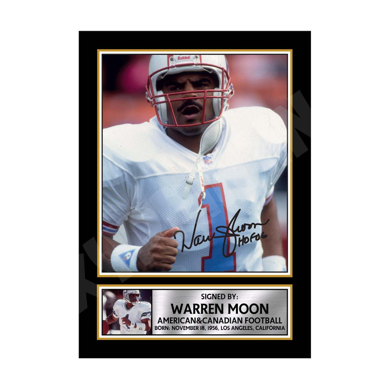 WARREN MOON (1) Limited Edition Football Signed Print - American Footballer