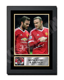 WAYNE ROONEY + JUAN MATA 2 Limited Edition Football Player Signed Print - Football