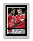WAYNE ROONEY + JUAN MATA 2 Limited Edition Football Player Signed Print - Football