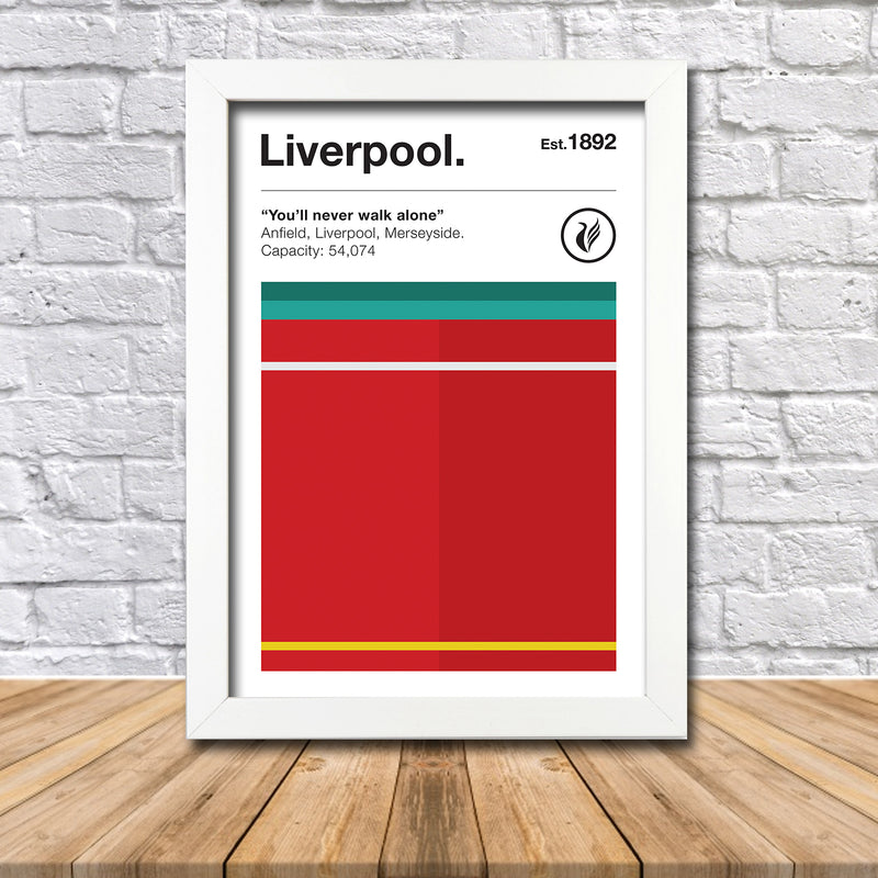 Retro Liverpool Club Colours - Liverpool Fan Football Poster