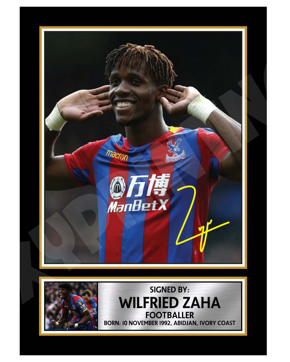 Wilfried Zaha 2 Football Player Printed Signature Print – A1 Print Only