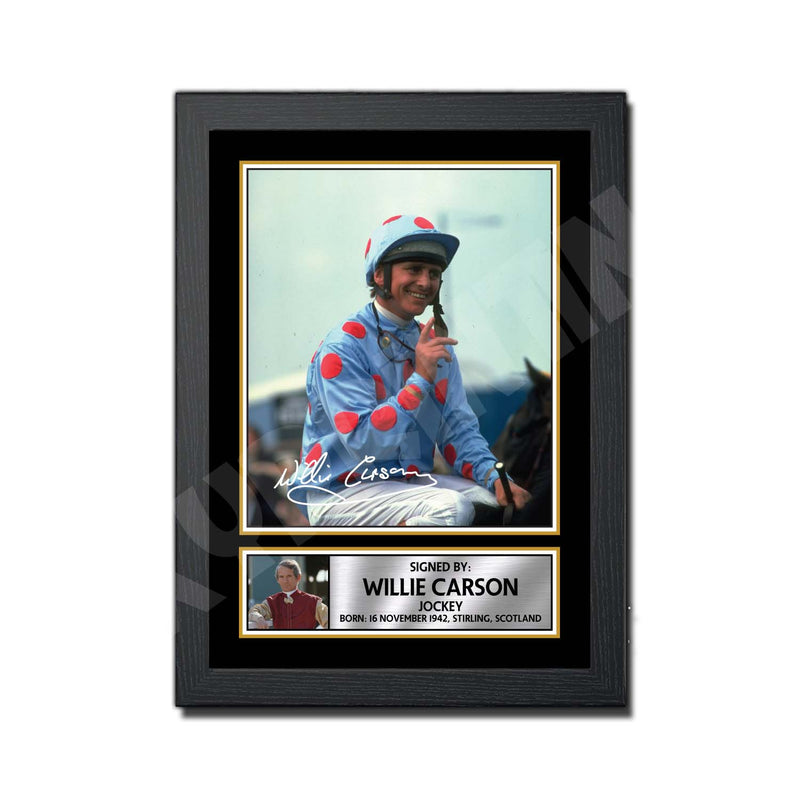 WILLIE CARSON Limited Edition Horse Racer Signed Print - Horse Racing