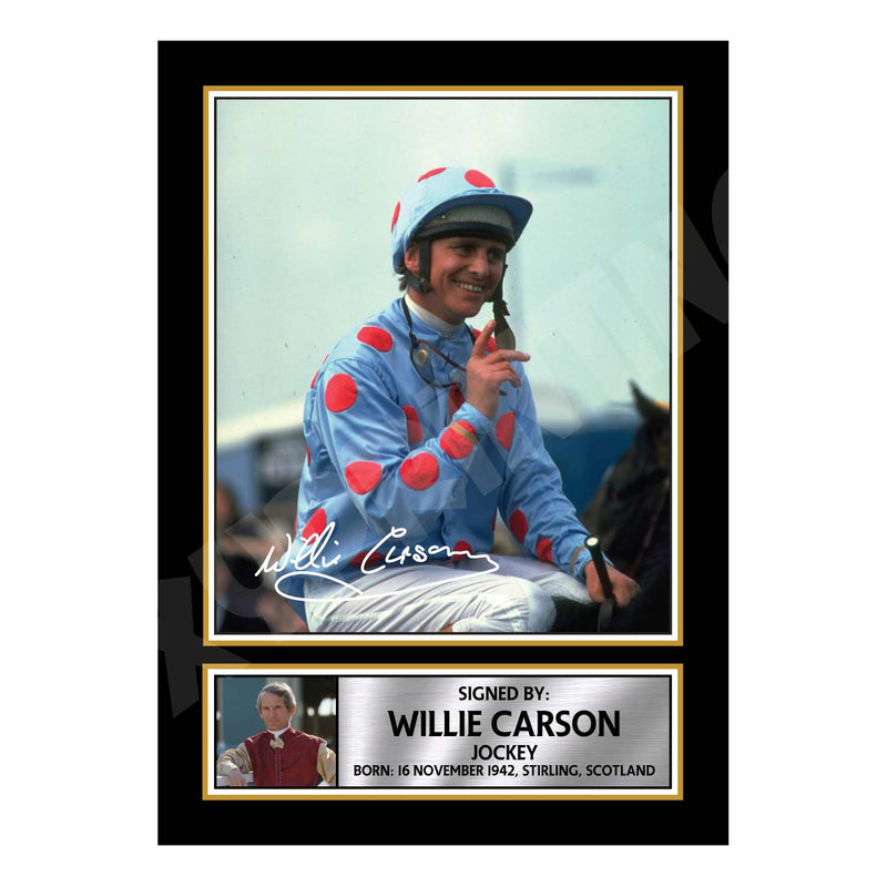 WILLIE CARSON Limited Edition Horse Racer Signed Print - Horse Racing