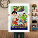 WISDOMTREE Sunday Funday Retro GAME INSPIRED THEME Nintendo NES Gaming A4 A3 A2 Or A1 Poster Art 686