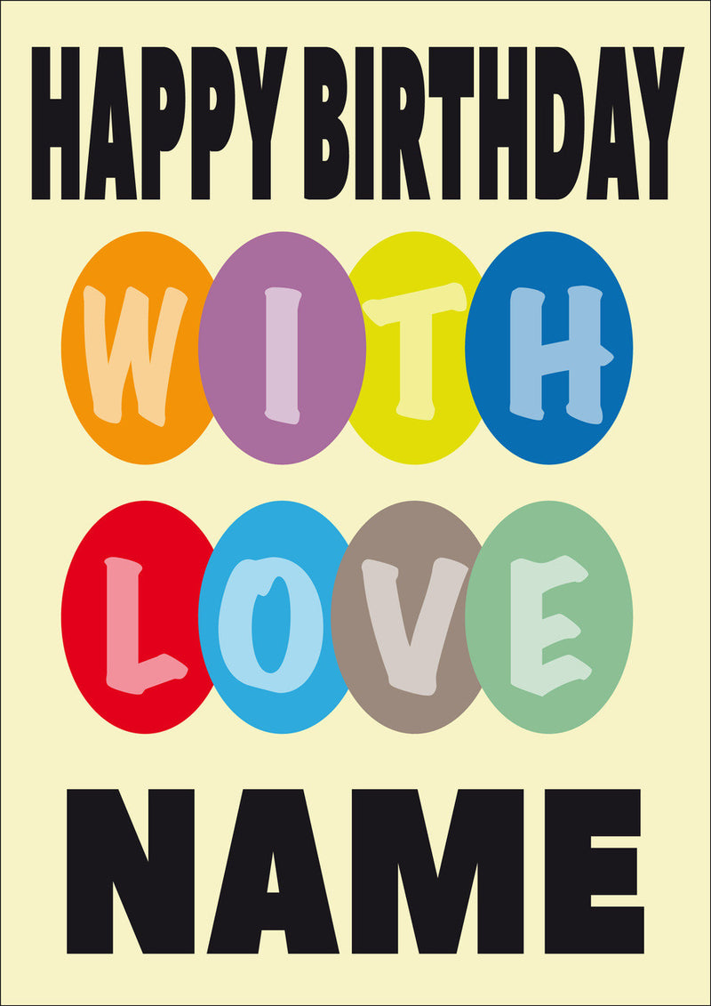 With Love INSPIRED Adult Personalised Birthday Card Birthday Card