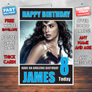 WONDER WOMAN BM THEME INSPIRED Style PERSONALISED Kids Adult FUNNY Birthday Card