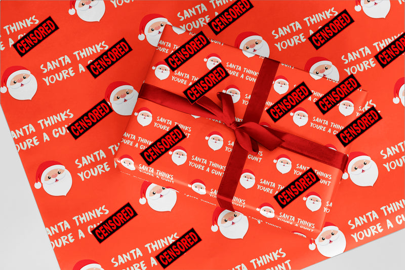 Rude Wrapping Paper 12 Santa Thinks You're A Cxxx Funny Christmas Gift Wrap