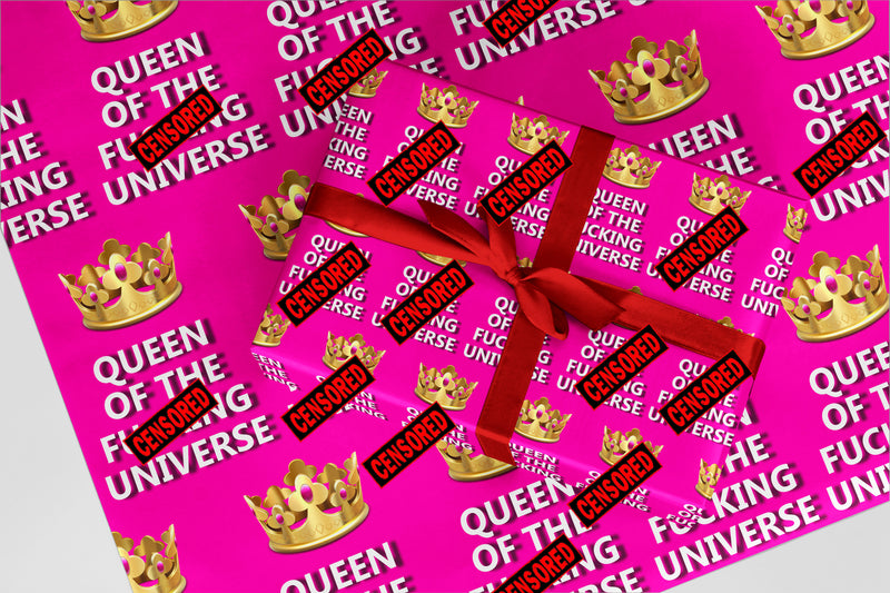 Rude Wrapping Paper 14 Queen Of The Fxxxing Universe Funny Christmas and Birthday Gift Wrap
