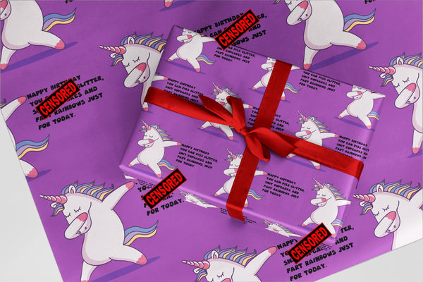 Rude Wrapping Paper 45 Unicorn Sh** Pxxx Glitter Funny Christmas and Birthday