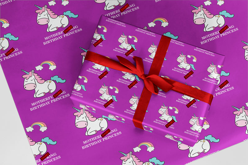 Rude Wrapping Paper 53 Unicorn Motherfxxxing Princess Funny Christmas and Birthday Gift Wrap