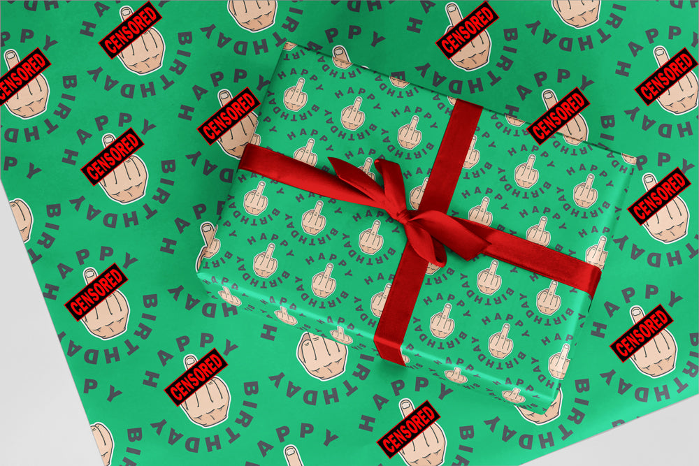 Rude Wrapping Paper 60 Happy Birthday Middle Finger Funny Birthday Gift Wrap