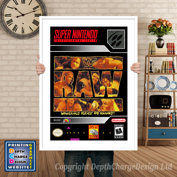 Wwf Raw Super Nintendo Game Inspired Theme Retro Gaming Poster