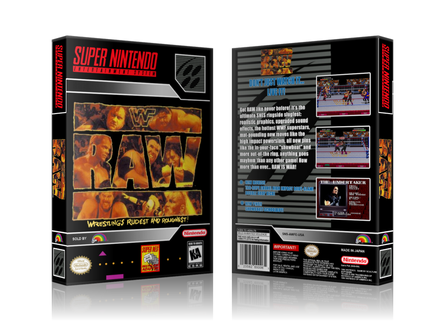 WWF Raw Replacement Nintendo SNES Game Case Or Cover – SNES Replacement Game case product image 1