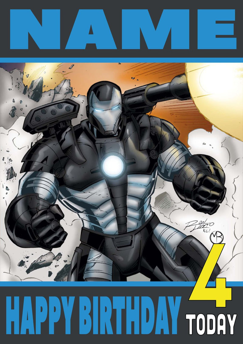 War Machine THEME INSPIRED Style PERSONALISED Kids Adult FUNNY Birthday Card