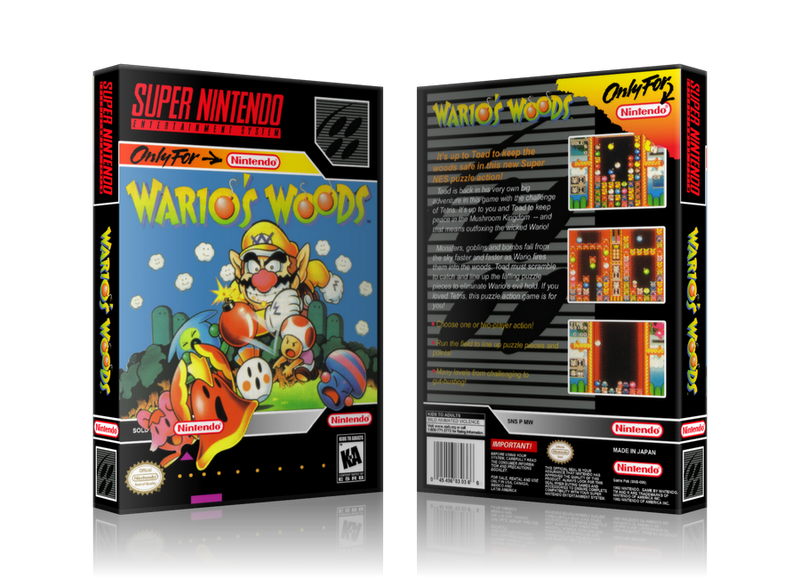 Wario's Woods Replacement Nintendo SNES Game Case Or Cover