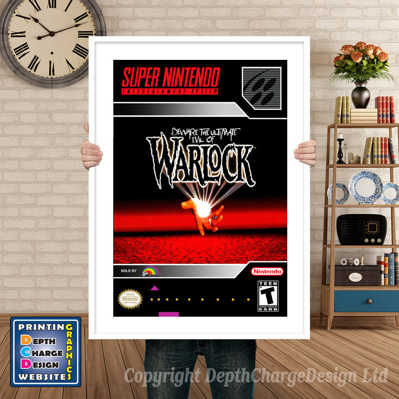 Warlock Super Nintendo GAME INSPIRED THEME Retro Gaming Poster A4 A3 A2 Or A1