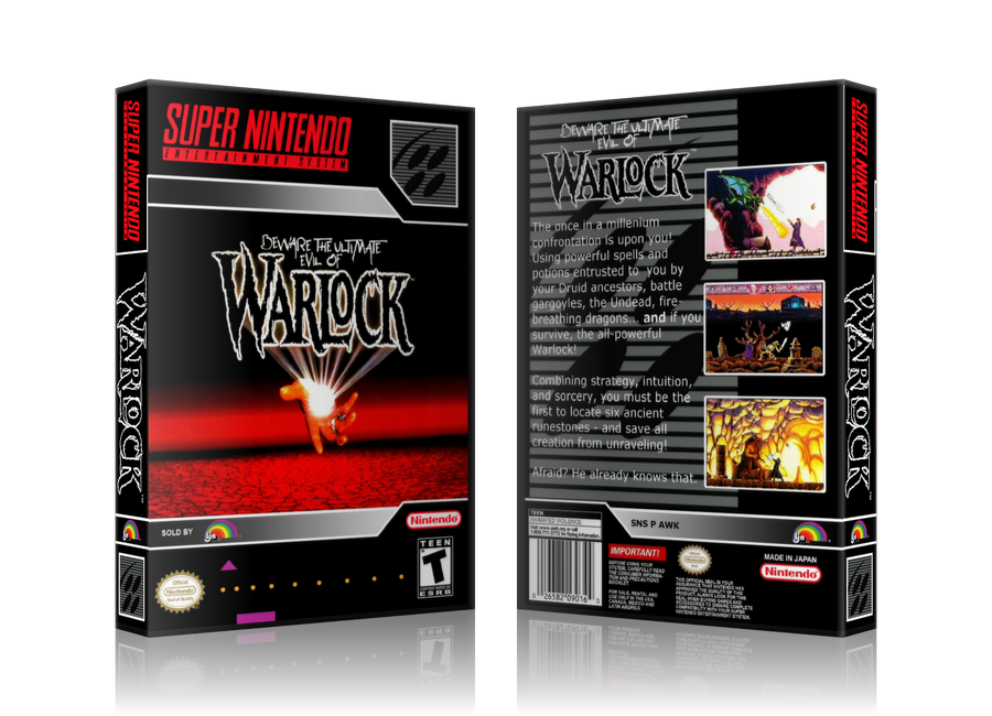 Warlock Replacement Nintendo SNES Game Case Or Cover – SNES Replacement Game case product image 1