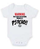 Warning Don't Check Out My Daddy Personalised Baby Boy Girl Unisex Short Sleeve Bodysuit