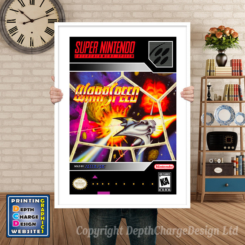 Warpspeed Super Nintendo GAME INSPIRED THEME Retro Gaming Poster A4 A3 A2 Or A1