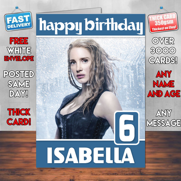 Warrior The Huntsman Winters War Theme Style Personalised Kids Inspired Movie Birthday Card (SA)