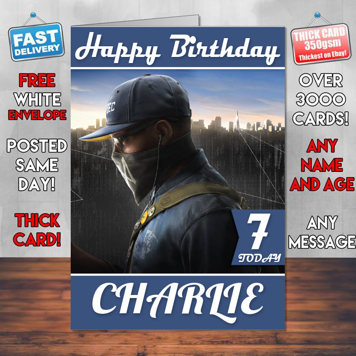 Watch Dogs 2a Inspired Style Game Kids Inspired Birthday Card (SA)