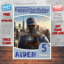 Personalised Watch Dogs 2 Dedsec Inspired Style Game Kids Inspired Birthday Card (SA)