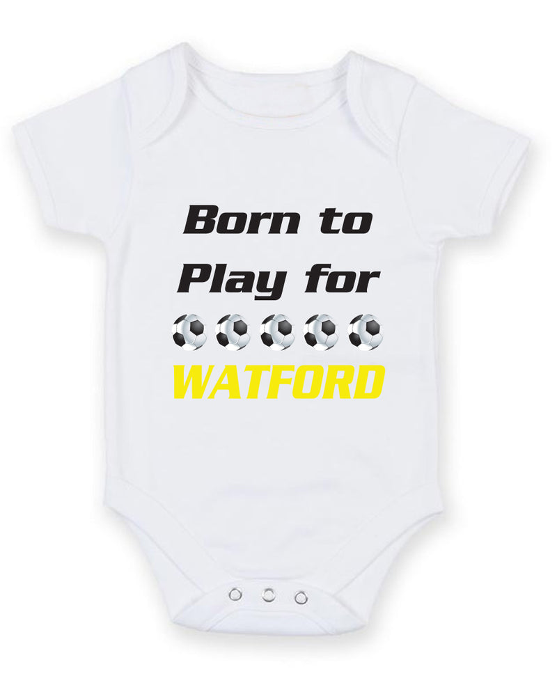 Watford Born to Play Football Fan Baby Grow Bodysuit