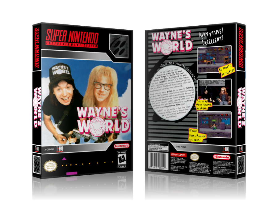 Wayne's World Replacement Nintendo SNES Game Case Or Cover – SNES Replacement Game case product image 1
