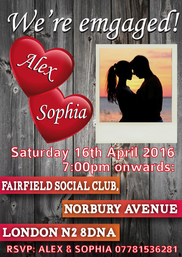 10 X Personalised Printed Engagement We're Engaged Invites