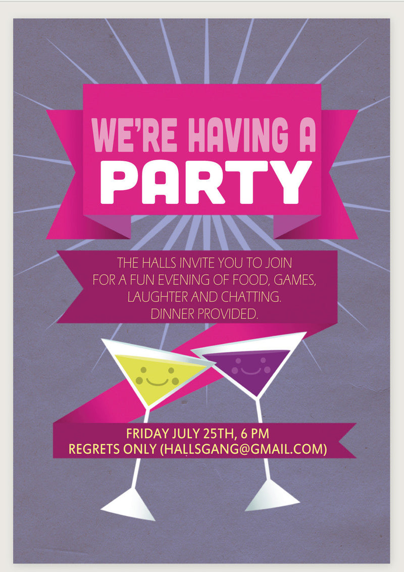 10 X Personalised Printed We're Having A Party INSPIRED STYLE Invites