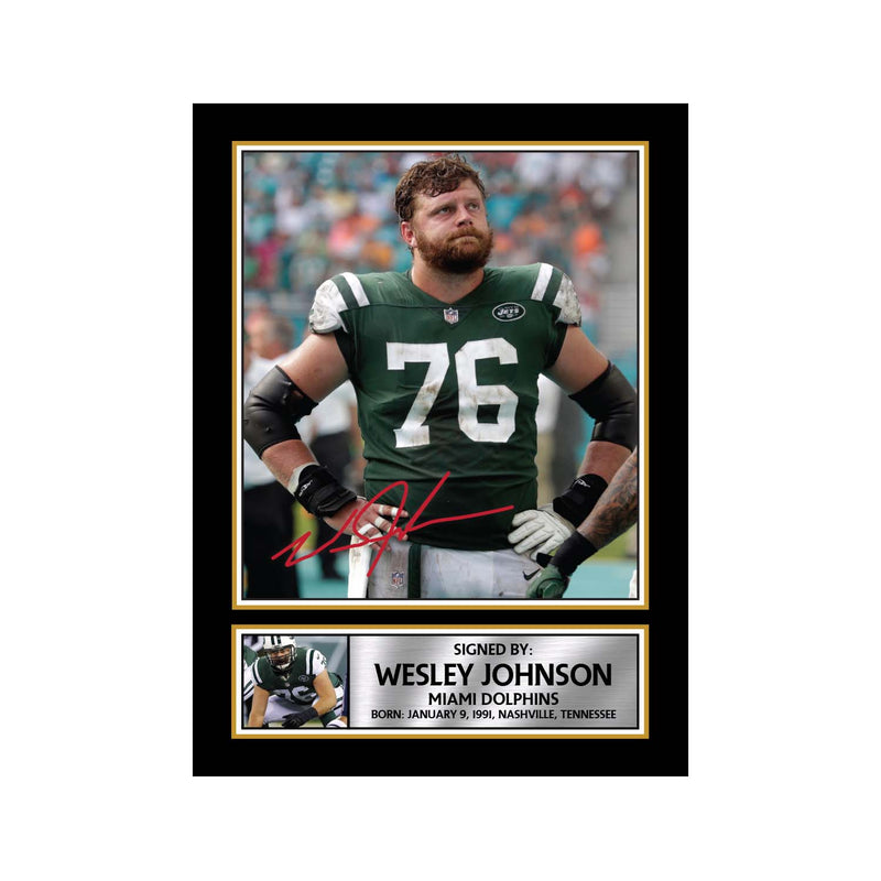 Wesley Johnson 2 Limited Edition Football Signed Print - American Footballer