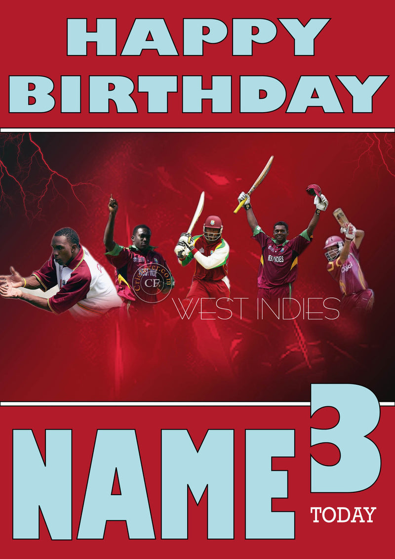 West Indies THEME INSPIRED Style PERSONALISED Kids Adult FUNNY Birthday Card 2