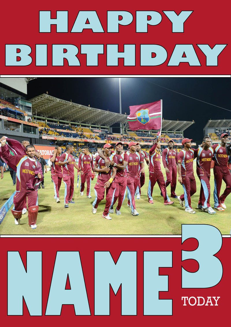 West Indies THEME INSPIRED Style PERSONALISED Kids Adult FUNNY Birthday Card