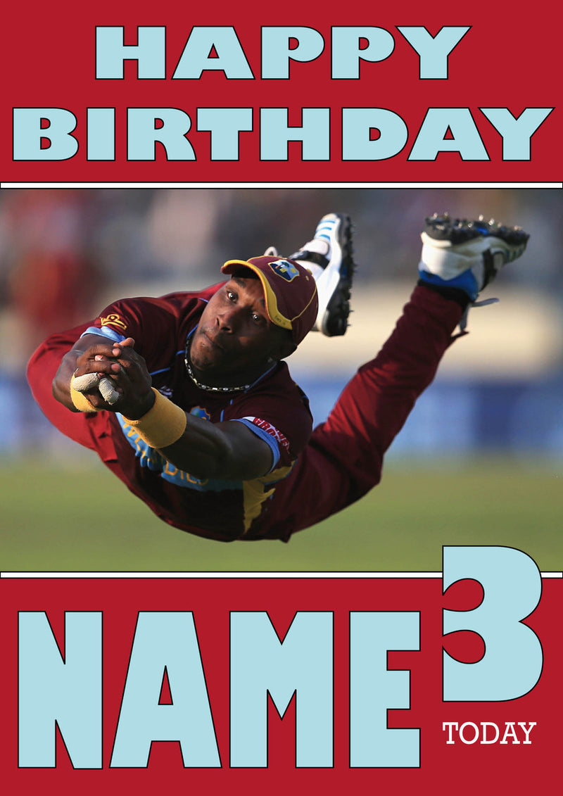 West Indies Catcher THEME INSPIRED Style PERSONALISED Kids Adult FUNNY Birthday Card